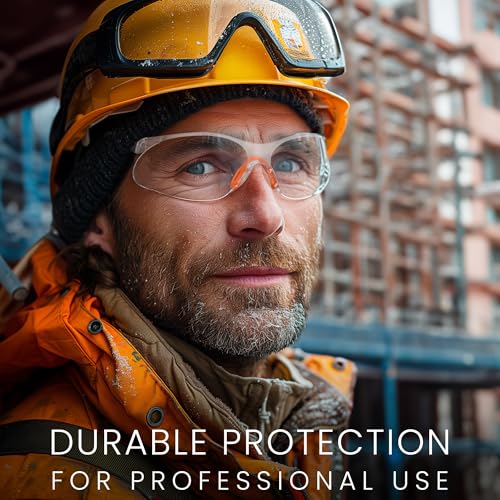 Kurtzy Lot de 12 Lunettes de Sécurité Transparentes - Lunettes de Protection avec Verres en Plastique, Pont-de-Nez et Embouts de Branches en Caoutchouc pour Plus de Confort - Lunette Transparente PPE
