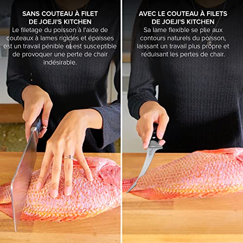 Couteau Filet Poisson - Couteau Cuisine Professionnel en Acier Inoxydable