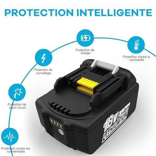 2 Pièces 18V 5500mAh Batterie pour Makita Batterie 18V BL1850 BL1860 BL1840 BL1830