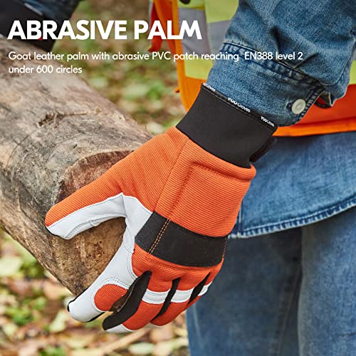 1 paire de gants, classe 1, 20 m/s, gants de protection contre les tronçonneuses