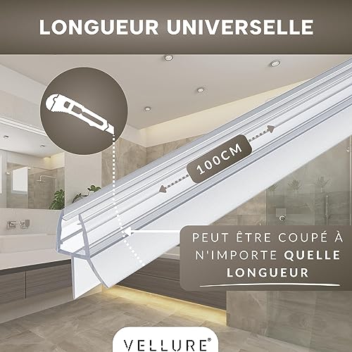 Joint porte douche - NOUVEAU, en caoutchouc (1x pour épaisseur de verre 6mm - jusqu'à 100cm)