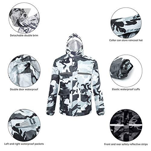 Ynport Crefreak - Combinaison imperméable à Capuche - Extérieur Homme/Femme - Étanche à l'eau de Pluie -Camouflage