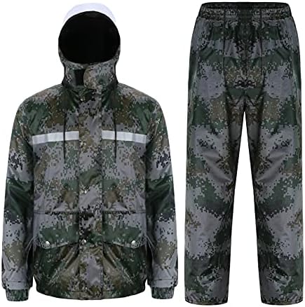 Yukirtiq Combinaison de Pluie Imperméable à Capuche Extérieur Homme Ensemble Veste et Pantalon Imperméables 2 Pièces Manteau Vêtements de Pluie
