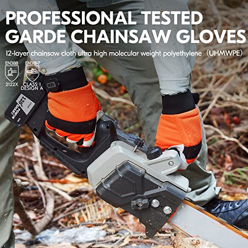 1 paire de gants, classe 1, 20 m/s, gants de protection contre les tronçonneuses