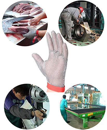 1 Paires de Gants de coupe de sécurité des gants 304L de maille d'acier pour la cuisine,Écaillage, Viande