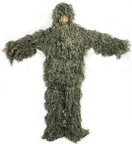 HaoFst Ghillie Combinaison camouflage de forêt pour la chasse 4 pièces + sac