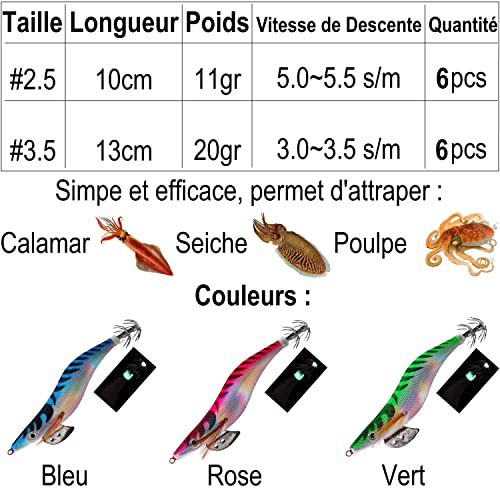 Leurre, Peche Calamar Peche mer Lumineux seiche