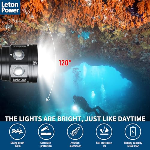 Lampe de Plongée LetonPower L24 - 12000 Lumens - Étanche jusqu'à 100m