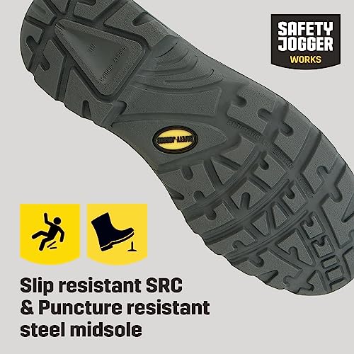 Chaussures de Sécurité à Embout d'acier, Hommes - S3 / S1P Chaussure de Travail Femmes, Semelle Antidérapante, Amortissant Les Chocs, Hydrofuge et Oléofuge, Légères, 42 EU