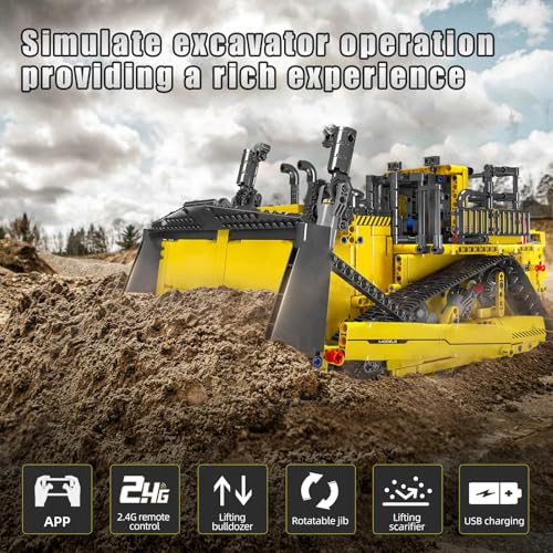 Jouets Cadeaux Bulldozer, Camion Télécommandé avec Moteurs