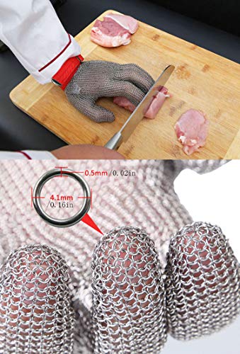 1 Paires de Gants de coupe de sécurité des gants 304L de maille d'acier pour la cuisine,Écaillage, Viande