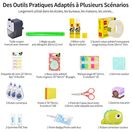 Deli 88 Pcs Kit de Fournitures Scolaires