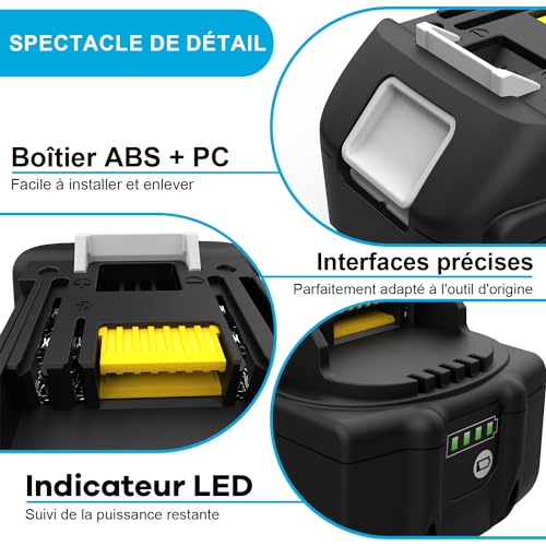 2 Pièces 18V 5500mAh Batterie pour Makita Batterie 18V BL1850 BL1860 BL1840 BL1830