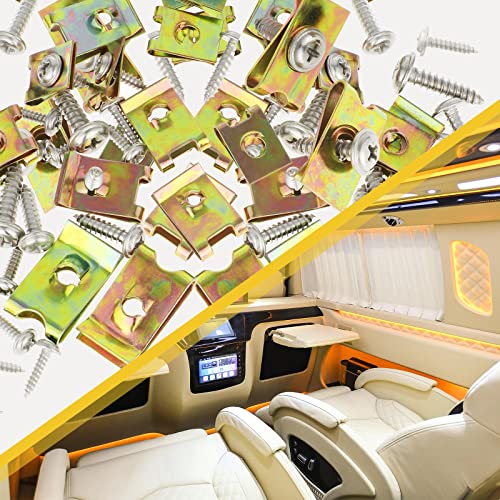 200 Pièces Agrafe Carrosserie, Écrous Fixation Type U Clips Ecrou, Vis et Agrafe Clips
