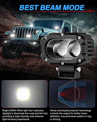 4Pcs Phares de Travail Pouces 80W 9600LM Voiture, Tracteur, Camion, SUV, Bâteau, Caravane