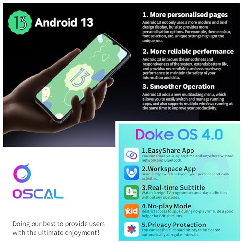 OSCAL Flat 1C Telephone Portable, 4GB+32GB