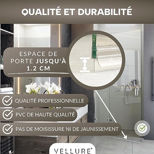 Joint porte douche - NOUVEAU, en caoutchouc (1x pour épaisseur de verre 6mm - jusqu'à 100cm)
