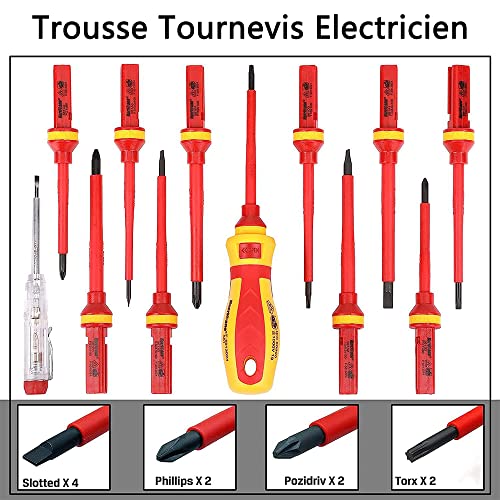 Ensemble de Tournevis Électricien Isolés 13pcs 1000V Geevorks