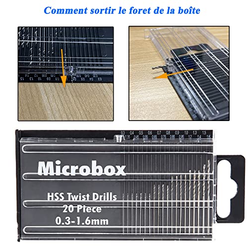 Coffret de 20pcs Kit de Mini Micro Foret de Précision Hélicoïdaux en HSS Set Fraise