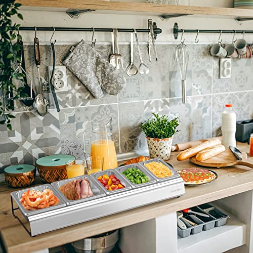 Bac Inox Avec Couvercles pour Restauration et la Cuisine, 5 Bac Rangement Frigo