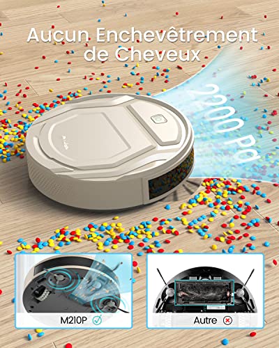 Aspirateur Robot Mince 2200Pa, Silencieux 55dB, Connecté avec WiFi/Bluetooth/Alexa/App, 120min d'Autonomie