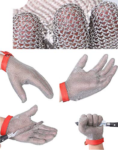 1 Paires de Gants de coupe de sécurité des gants 304L de maille d'acier pour la cuisine,Écaillage, Viande