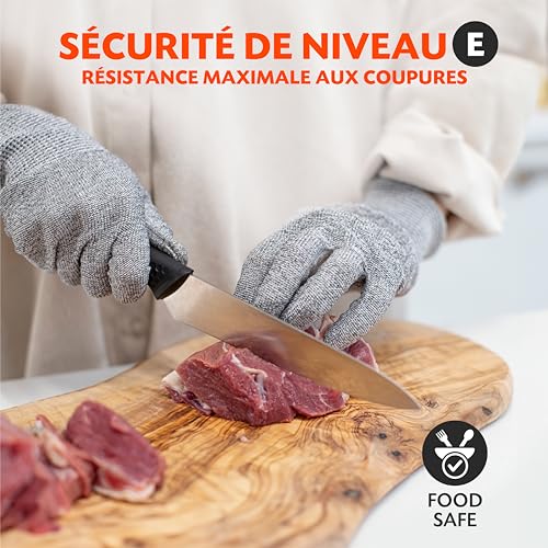 2 Paires de Gant Anti Coupure - Haute Protection Niveau E - Protection Contre Les Coupures