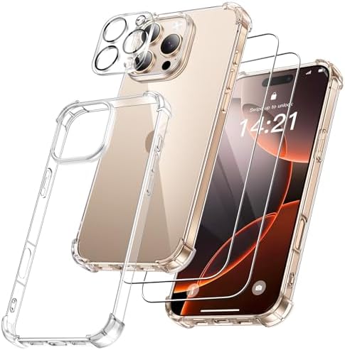 1 Coque pour iPhone 16 Pro avec 2 Verre Trempé et 1 Caméra Protecteur