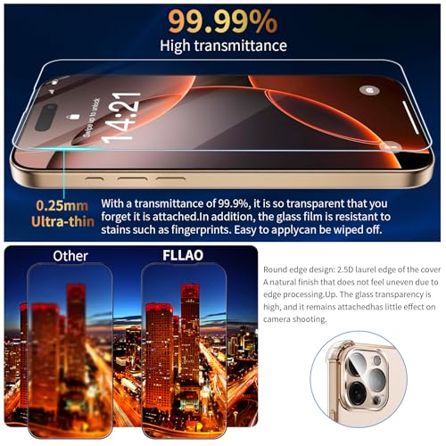1 Coque pour iPhone 16 Pro avec 2 Verre Trempé et 1 Caméra Protecteur