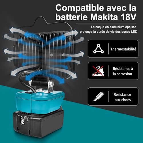 Lampe LED Rechargeable Pour Batterie Makita