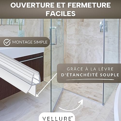 Joint porte douche - NOUVEAU, en caoutchouc (1x pour épaisseur de verre 6mm - jusqu'à 100cm)