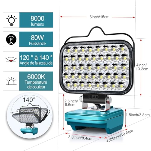 Lampe LED Rechargeable Pour Batterie Makita