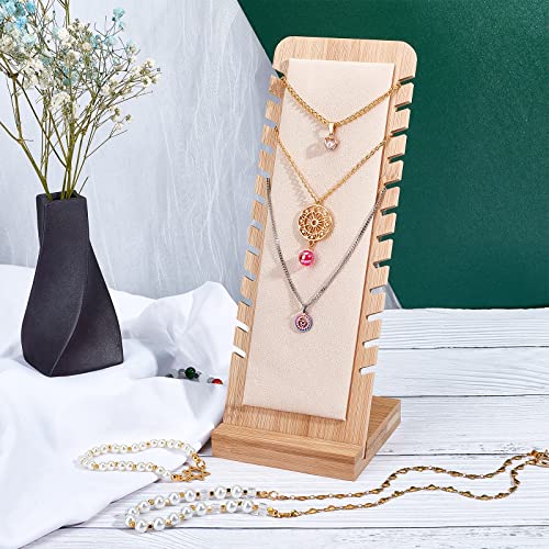 Présentoir à Collier Chevalet en Bois, Porte Bijoux avec 12 Emplacements Rangement 10x9.5x26.5cm