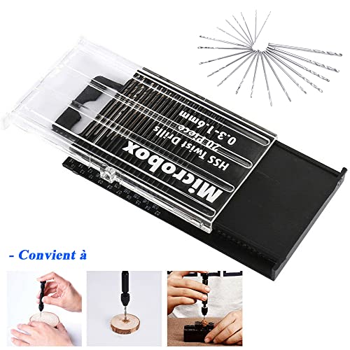 Coffret de 20pcs Kit de Mini Micro Foret de Précision Hélicoïdaux en HSS Set Fraise