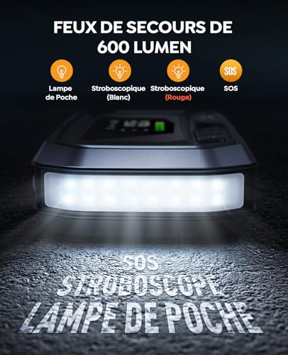 Booster Batterie Voiture avec Compresseur 6000A 26800mAh