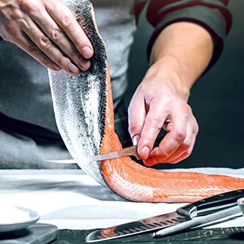 Couteau Filet Poisson - Couteau Cuisine Professionnel en Acier Inoxydable