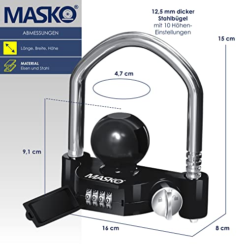 MASKO Antivol à Combinaison pour Attelage de Remorque