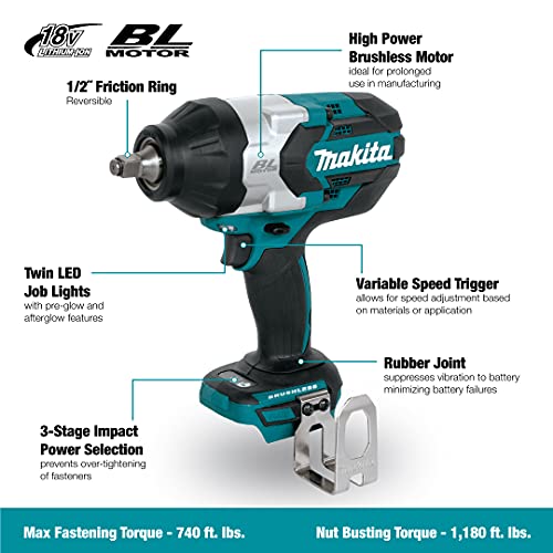 MAKITA DTW1002Z Boulonneuse à chocs 18V LXT - 1000 Nm (1/2")