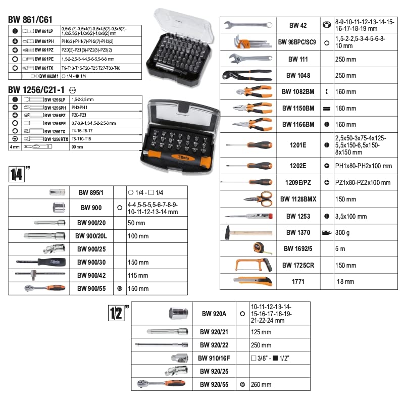 jeu d'outils Beta 2056E avec valise porte-outils