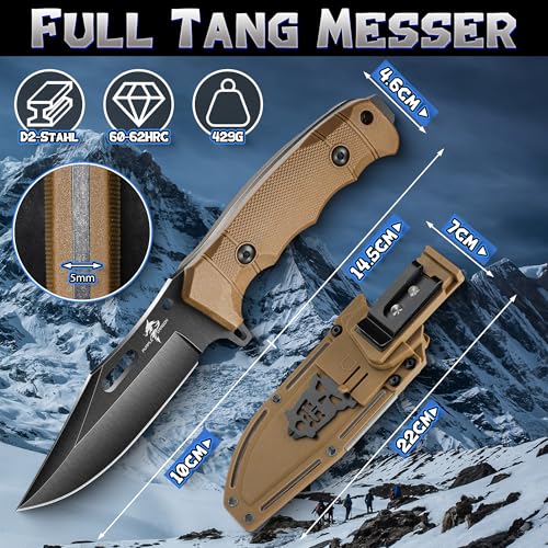 Couteau avec Étui Kydex - Full Tang Outdoor Kaki