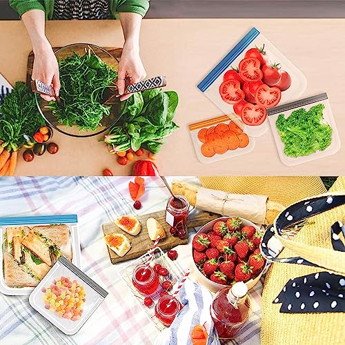 8 Sacs Nourriture en SiliconeSacs Alimentaires de Rangement Viandes