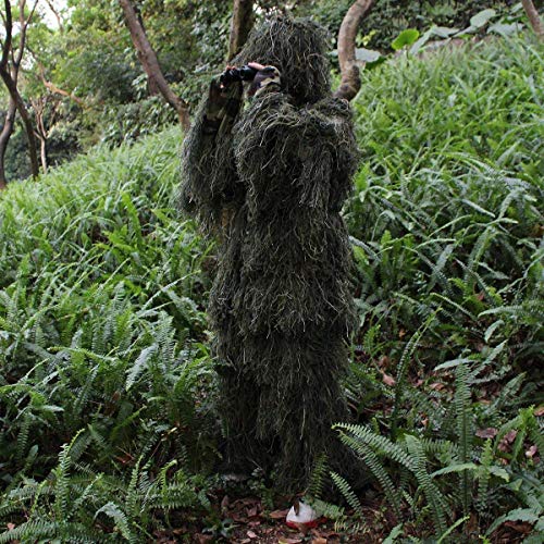 HaoFst Ghillie Combinaison camouflage de forêt pour la chasse 4 pièces + sac