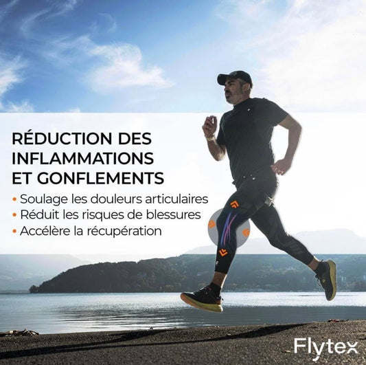 Flytex - Maintiens de Compression V2 - Soulagement Douleurs & Blessures aux Genoux - Arthrose, Menisque Fissuré, Ligament Croisé, Essui-Glace - Idéal pour Running, Rando, Vélo, Fitness, Basketball, L, XL