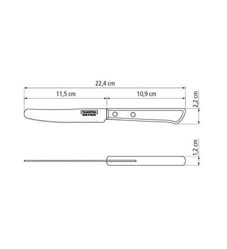 Lot de 6 couteaux à tomate/table - Lame de 11,5 cm