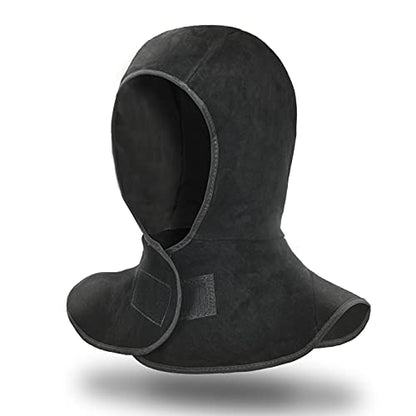 Leaseek Capuche de Soudure - Masque Ignifuge en Cuir, Protection Tête et Cou