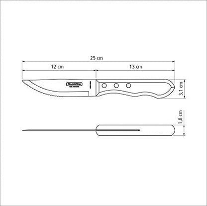 Tramontina - Couteaux à steak Dynamic Jumbo 4pcs. Inox et bois