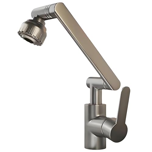 Robinet d'évier de cuisine chromé à bras mécanique universel pivotant robinet de cuisine 2 modes