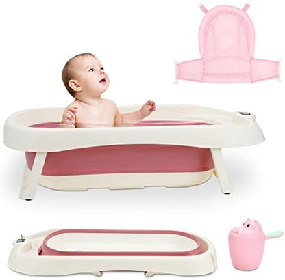 Baignoire pour bébé avec support, pliable, avec support antidérapant, tapis de bain