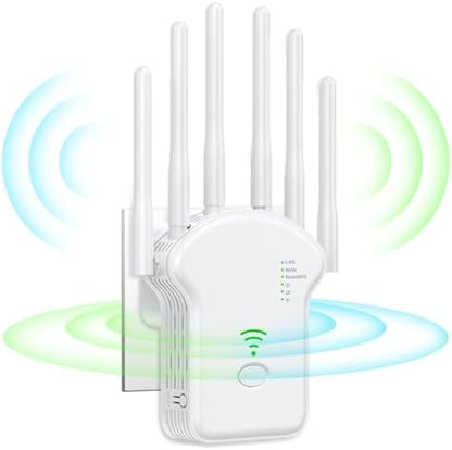 Répéteur WiFi Extérieur avec 6 Antennes, Amplificateur 2024, Support jusqu'à 45 Appareils