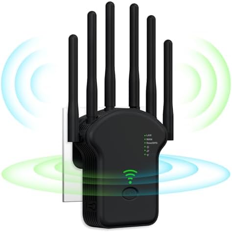 Répéteur WiFi Extérieur avec 6 Antennes, Amplificateur 2024, Support jusqu'à 45 Appareils